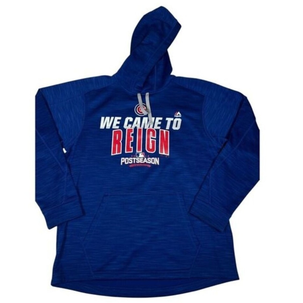 Majestic Chicago Cubs Hoodie Mens Medium Blue 2016 Postseason We Came To Reign